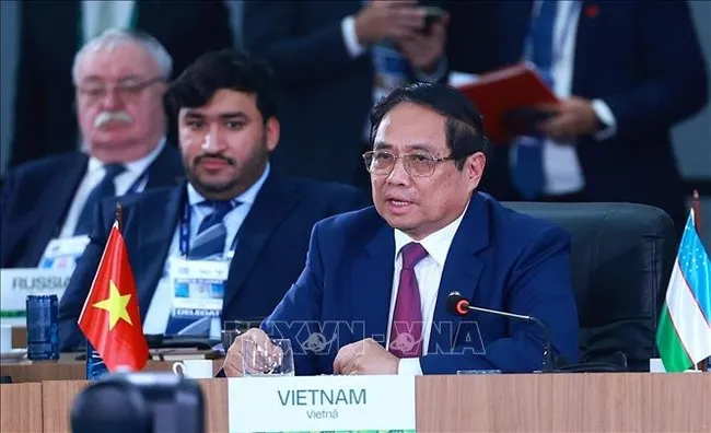 Prime Minister Pham Minh Chinh delivers his remarks at the high-level discussion on 