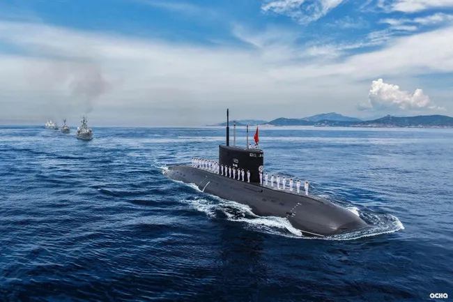 A Kilo-class submarine at the parade.