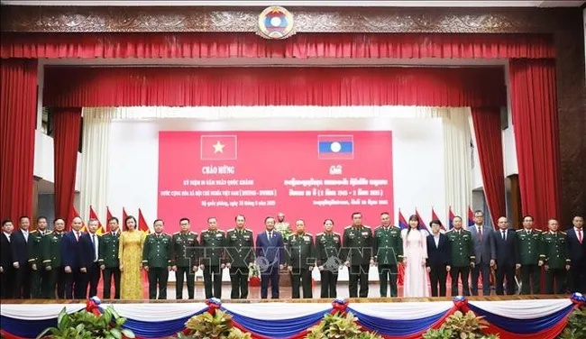 At the ceremony marking the 80th anniversary of Vietnam’s National Day (September 2, 1945 – 2025) held in Vientiane on August 28. (Photo: VNA)