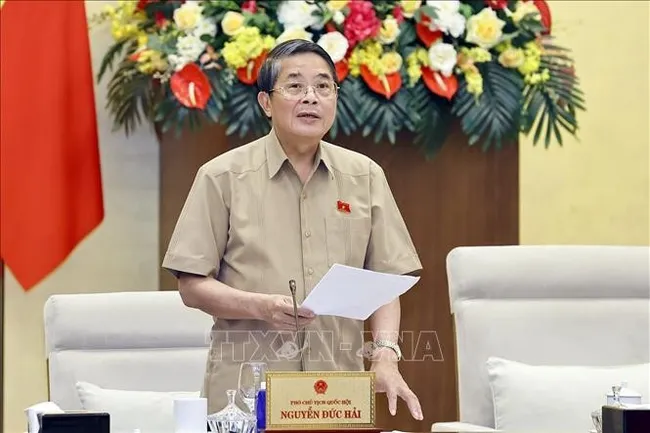 National Assembly Vice Chairman Nguyen Duc Hai speaks at the 49th meeting of the NA Standing Committee on September 5. (Photo: VNA)