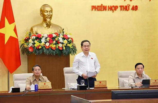 NA Chairman Tran Thanh Man speaks at the 49th session of the NA's Standing Committee on September 5. (Photo: VNA)
