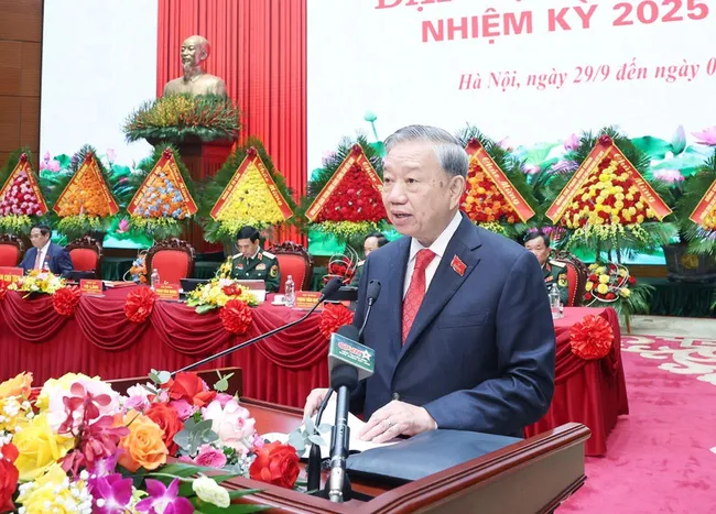Party General Secretary To Lam speaks at the 12th Party Congress of the Vietnam People's Army in Hanoi on September 30. (Photo: VNA)