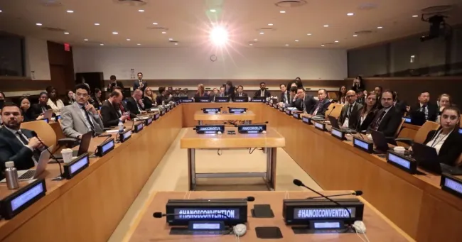 Delegates attends the event introducing the opening for the signing ceremony for the landmark Ha Noi Convention against Cybercrime at United Nations headquarters on September 22, 2025. (Photo courtesy of the Ministry of Foreign Affairs)