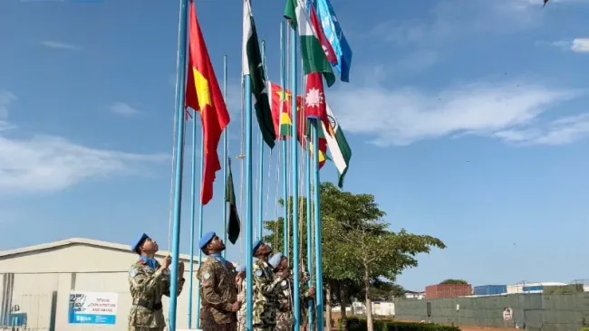 The flag-raising ceremony marking United Nations Day celebration (October 24) at the United Nations Interim Security Force for Abyei (UNISFA).