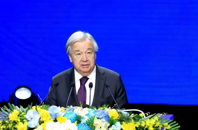 UN Secretary-General Antonio Guterres speaks at the Ha Noi Convention signing ceremony on October 25. (Photo: VNA)