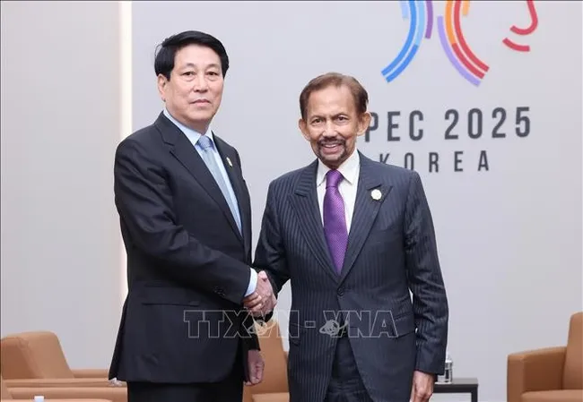 Vietnamese State President Luong Cuong (left) and Sultan of Brunei Hassanal Bolkiah. (Photo: VNA)