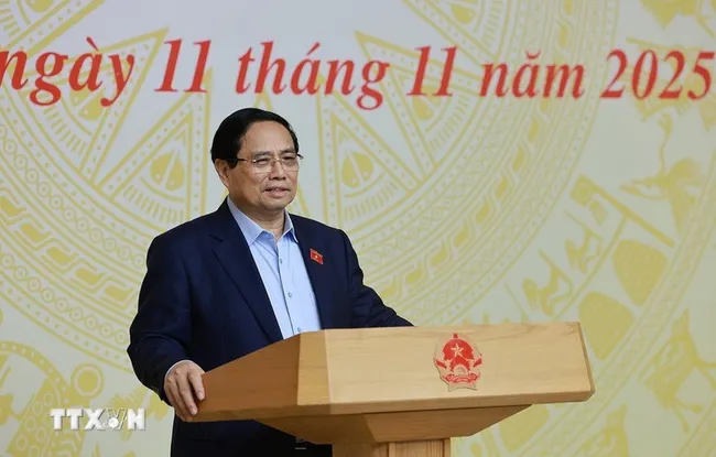 PM Pham Minh Chinh speaks at the meeting (Photo: VNA)