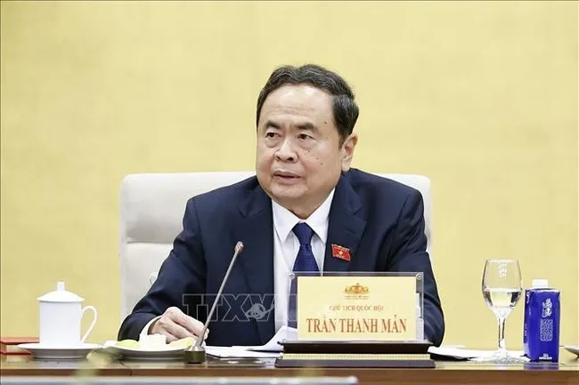 NA Chairman Tran Thanh Man speaks at the meeting (Photo: VNA