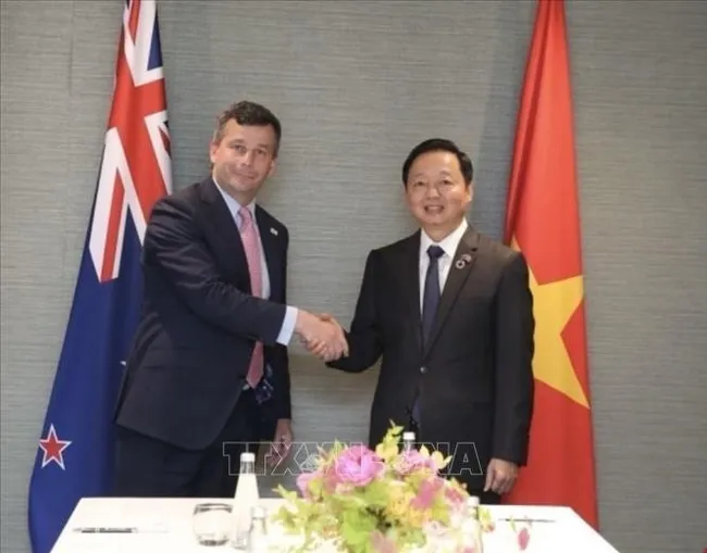 Vietnamese Deputy Prime Minister Tran Hong Ha (R) and New Zealand Deputy Prime Minister David Seymour. (Photo: VNA)