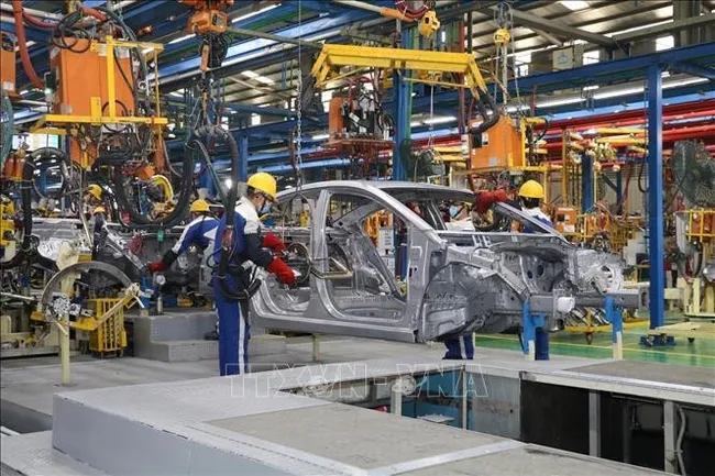 Hyundai Thanh Cong automobile production line. (Photo: VNA)