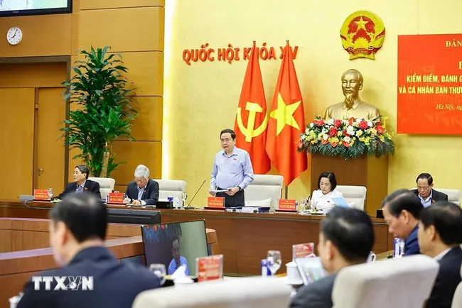National Assembly Chairman Tran Thanh Man addresses a session of the National Assembly Standing Committee. (Photo: VNA)