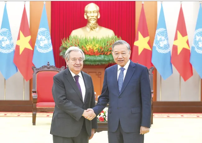 General Secretary To Lam receives United Nations Secretary-General Antonio Guterres at the Party Central Headquarters, October 25, 2025. (Photo: DANG KHOA)