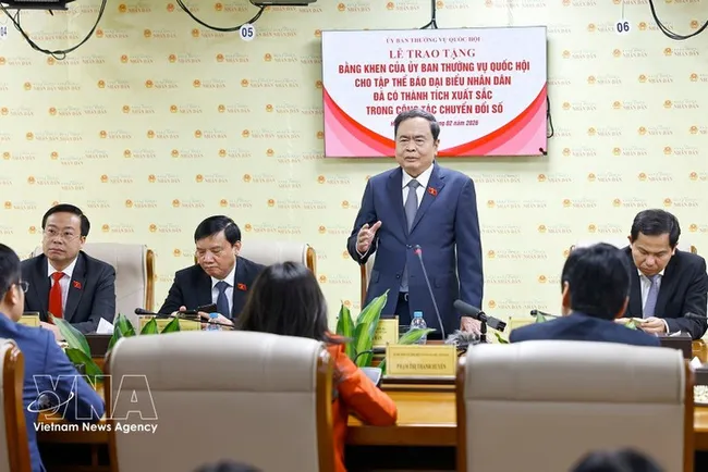 National Assembly Chairman Tran Thanh Man addresses the ceremony. (Photo: VNA)