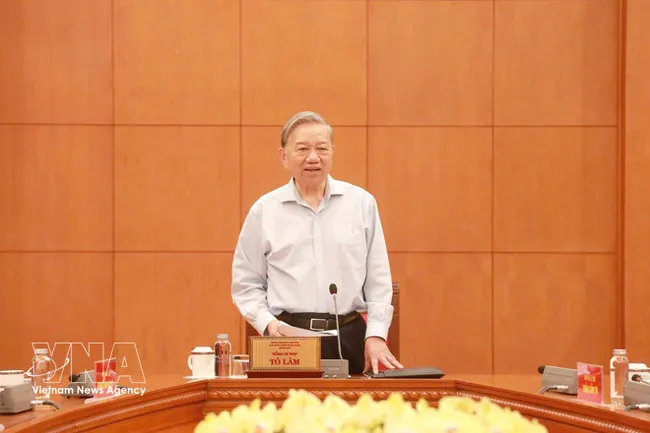 Party General Secretary To Lam speaks at the working session with the Party Central Committee’s Office. (Photo: VNA)