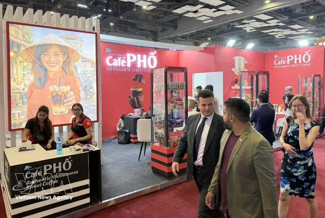 A Vietnamese booth at the 40th edition of the International Food and Hospitality Fair (AAHAR) in India (Photo: VNA)