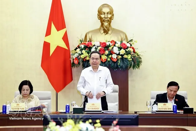 NA Chairman Tran Thanh Man speaks at the meeting (Photo: VNA)