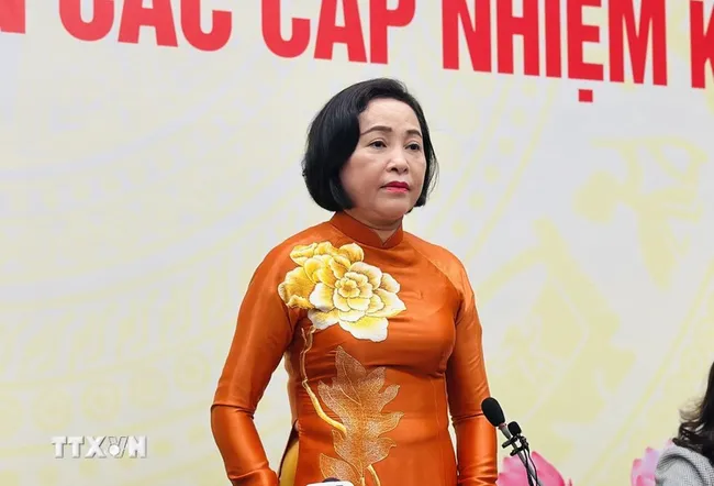 NA Vice Chairwoman Nguyen Thi Thanh speaks a press briefing about the progress of the 16th National Assembly (NA) and People’s Councils at all levels for the 2026–2031 tenure. (Photo: VNA)