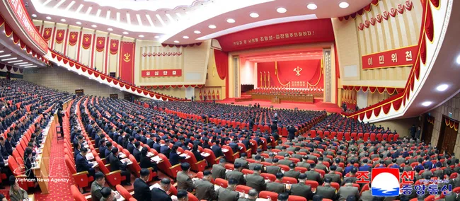 A panoramic view of the opening ceremony of the 9th Congress of the Workers' Party of Korea in Pyongyang on February 19, 2026. (Photo: Yonhap/VNA)