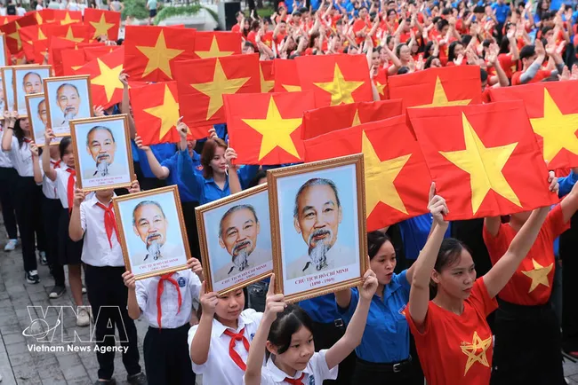 Young people perform the song 