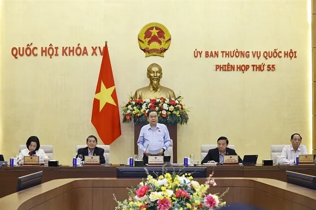 NA Chairman Tran Thanh Man speaks at the 55th session of the National Assembly Standing Committee. (Photo: VNA)