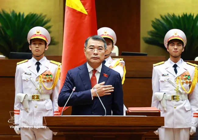 Prime Minister Le Minh Hung at the swearing-in ceremony. (Photo: VNA)