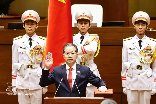 Chief Justice of the Supreme People’s Court Nguyen Van Quang at the swearing-in ceremony. (Photo: VNA)