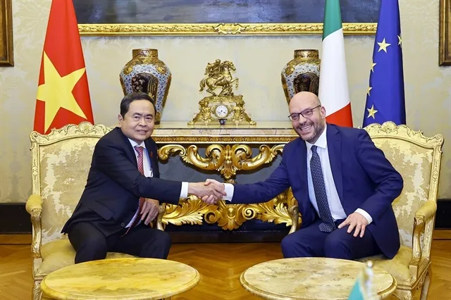 Chairman of the Vietnamese National Assembly Trần Thanh Mẫn held talks with President of the Italian Chamber of Deputies Lorenzo Fontana. — VNA/VNS Photo
