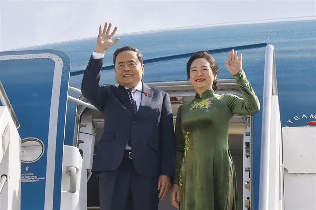 NA Chairman Trần Thanh Mẫn and his spouse departs for IPU-152 in Türkiye. — VNA/VNS Photo Doãn Tấn