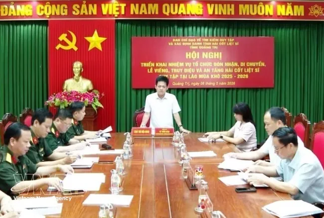 The conference held by the Quang Tri provincial Steering Committee for the Search, Collection and Identification of Martyrs’ Remains on May 8 (Photo: VNA)