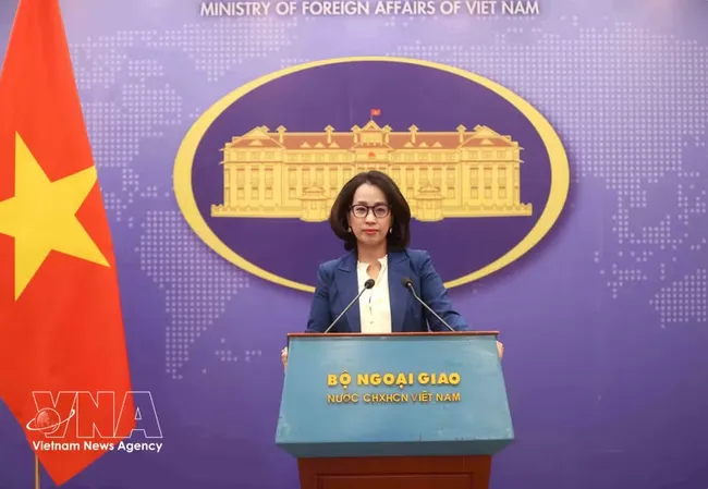 Spokesperson for the Ministry of Foreign Affairs (MoFA) Pham Thu Hang speaks at the ministry’s regular press briefing on May 14 (Photo: VNA)