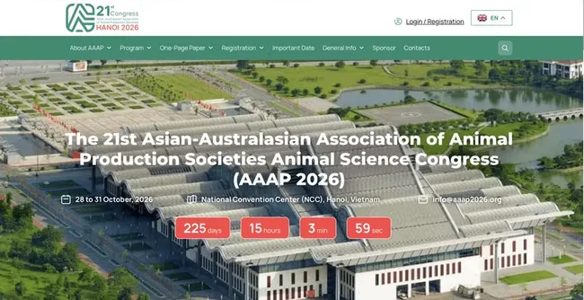 Vietnam will host the 21st Asian-Australasian Association of Animal Production Societies (AAAP) Animal Science Congress (AAAP 21) from October 28 - 31 in Hanoi. (Photo: aaap2026.org)