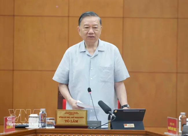 Party General Secretary and State President To Lam chairs the meeting of the standing board of the Central Steering Committee on Science, Technology, Innovation and Digital Transformation in Hanoi on May 21. (Photo: VNA)