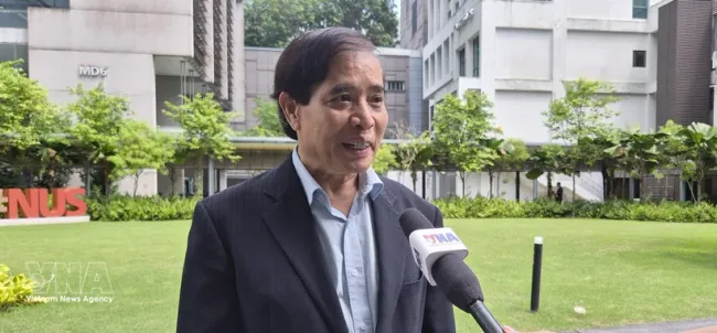 Professor Vu Minh Khuong from the Lee Kuan Yew School of Public Policy talks to the Vietnam News Agency. (Photo: VNA)