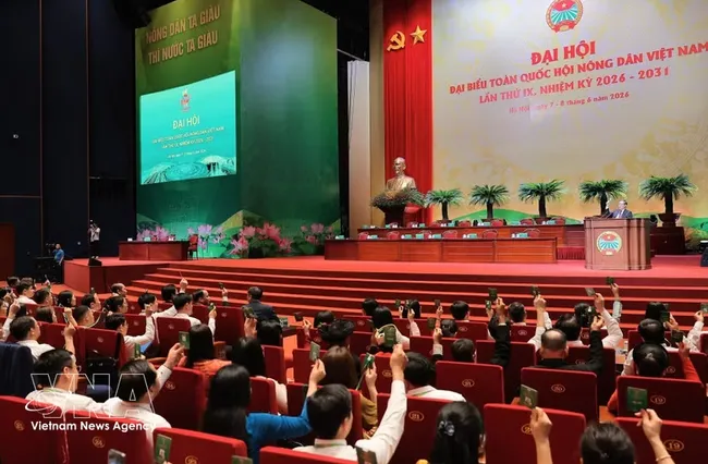 Delegates vote to approve the congress's agenda Photo: VNA)