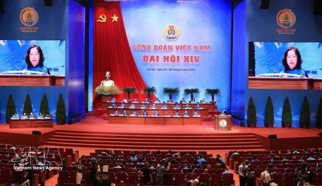A view of the 14th Vietnam Trade Union Congress for the 2026–2031 term (Photo: VNA)
