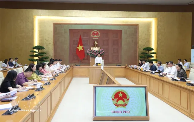 Deputy Prime Minister Nguyen Van Thang chairs a meeting of the Price Management Steering Committee in Hanoi on June 26 (Photo: VNA)