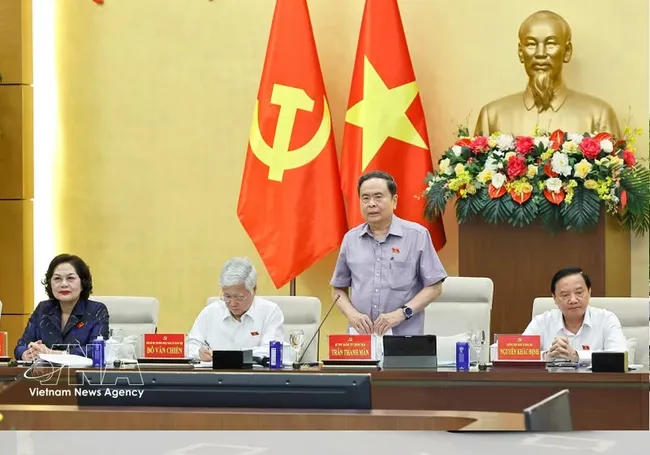 National Assembly Chairman Tran Thanh Man addresses the meeting (Photo: VNA)