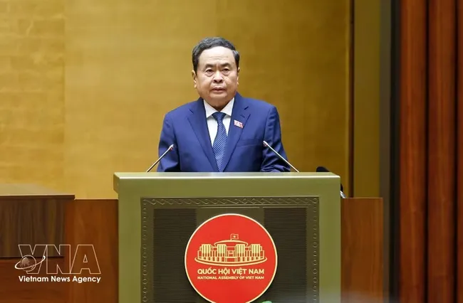 NA President Tran Thanh Man speaks at the opening session of the 16th NA's first extraordinary session. (Photo: VNA)
