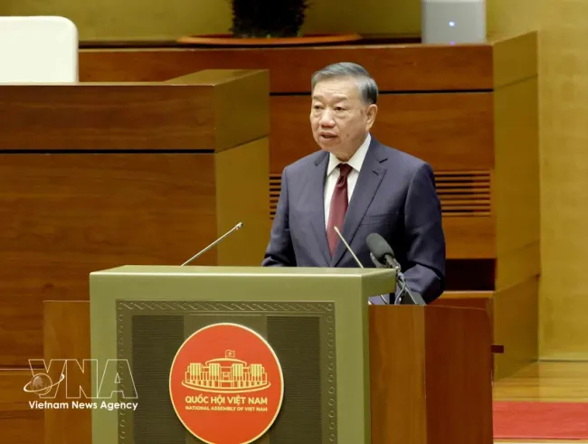 General Secretary of the Communist Party of Vietnam Central Committee and President To Lam addresses the conference. (Photo: VNA)
