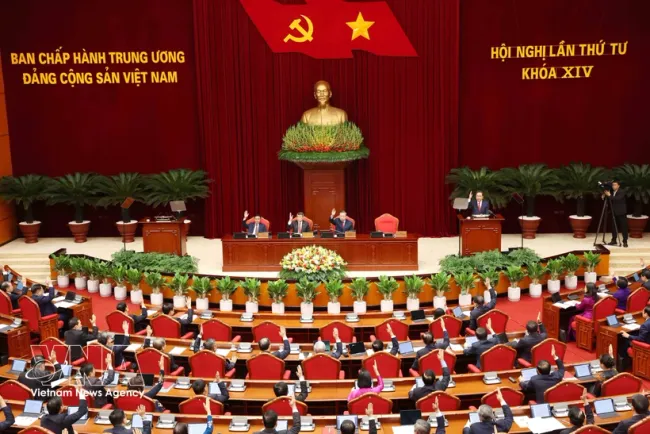 The opening session of the fourth plenum of the 14th Party Central Committee on October 5, 2026 (Photo: VNA)