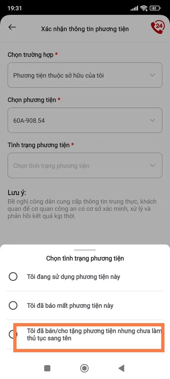 Khai b&aacute;o t&igrave;nh trạng phương tiện tr&ecirc;n Vnetraffic như thế n&agrave;o? - Ảnh 4.