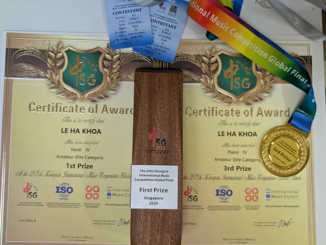 Cuộc thi &acirc;m nhạc quốc tế ZhongSin 2026: Con trai NS Thanh T&acirc;m gi&agrave;nh một giải Nhất cho đo&agrave;n Việt Nam - Ảnh 3.