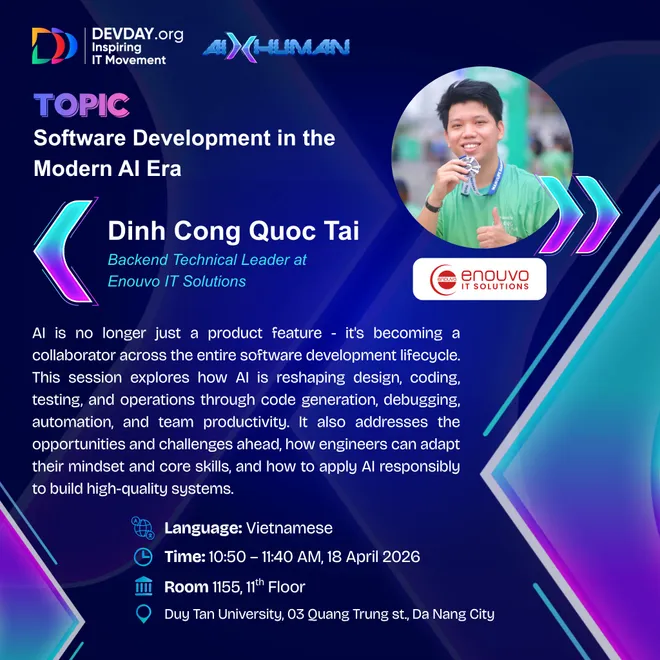 Lịch tr&igrave;nh Devday Đ&agrave; Nẵng 2026 c&ugrave;ng những gương mặt diễn giả uy t&iacute;n- Ảnh 13.