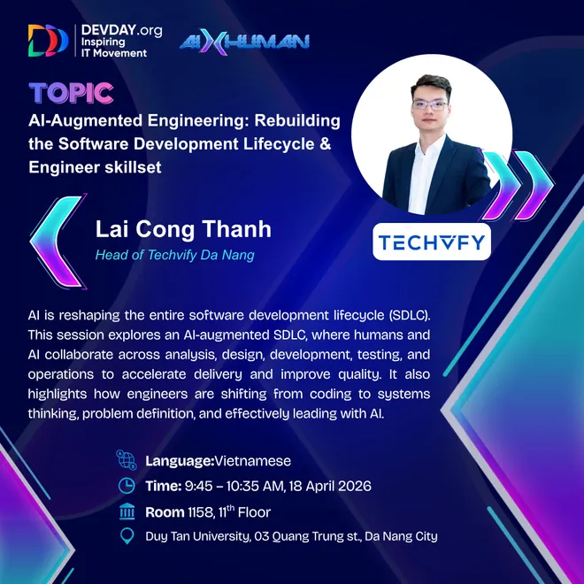 Lịch tr&igrave;nh Devday Đ&agrave; Nẵng 2026 c&ugrave;ng những gương mặt diễn giả uy t&iacute;n- Ảnh 10.