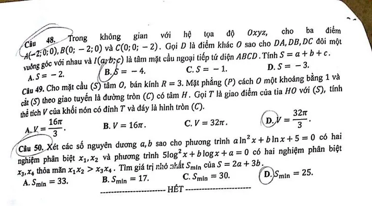 Nhận xét và gợi ý giải đề thi môn Toán THPT quốc gia - Ảnh 7. Nhận xét và gợi ý giải đề thi môn Toán THPT quốc gia - Ảnh 7.