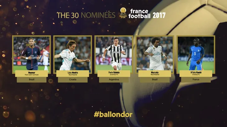 Neymar, Kante nằm trong nhóm ứng cử viên đầu tiên của Quả bóng Vàng 2017 - Ảnh 1. Neymar, Kante nằm trong nhóm ứng cử viên đầu tiên của Quả bóng Vàng 2017 - Ảnh 1.
