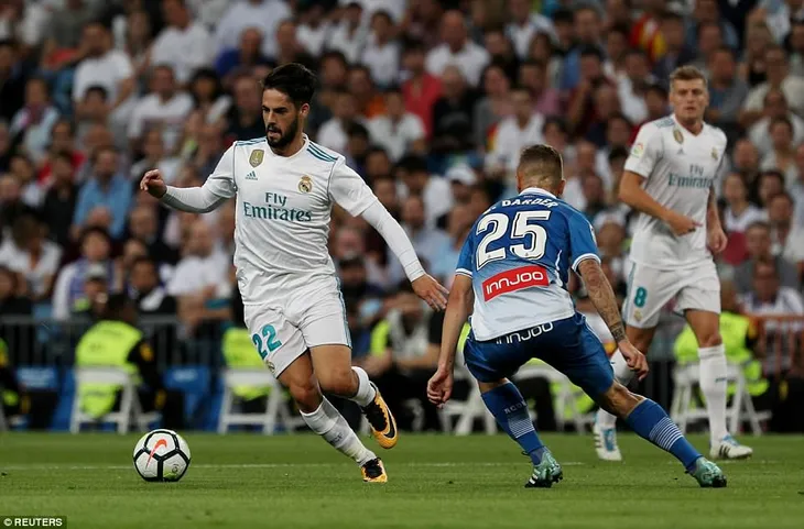 Isco đã có 1 cú đúp trong trận đấu với Espanyol Isco đã có 1 cú đúp trong trận đấu với Espanyol