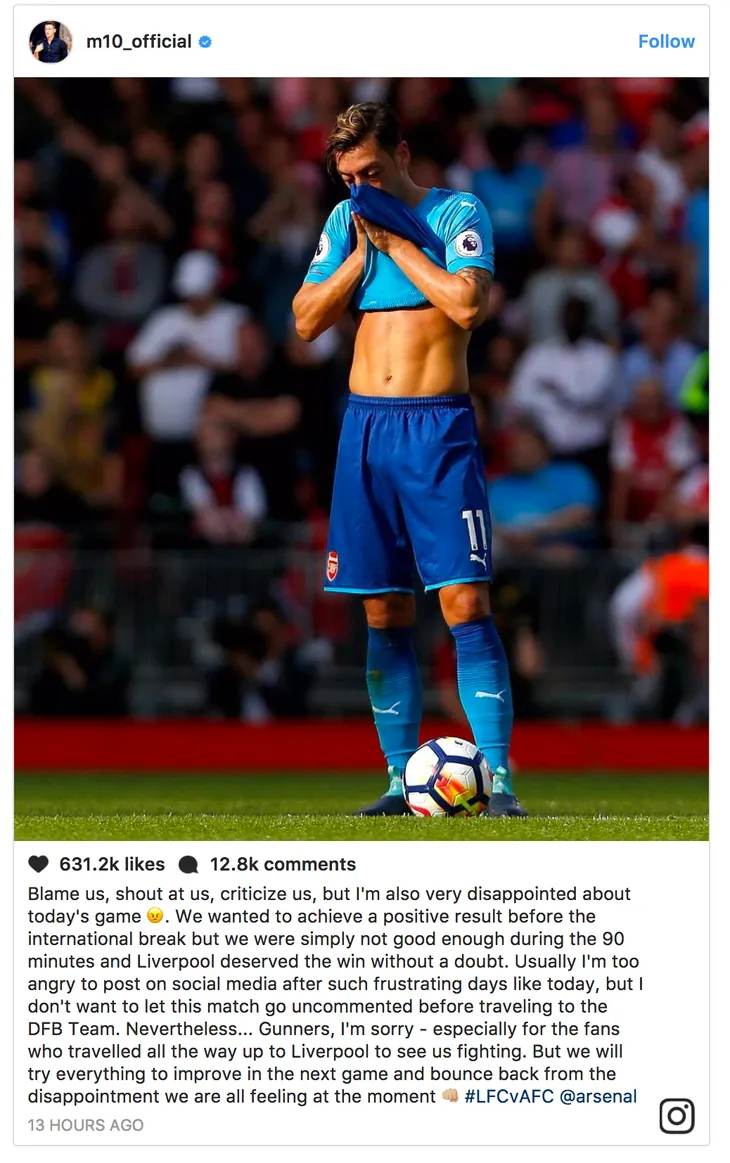 Ozil rối rít xin lỗi người hâm mộ Arsenal sau trận thua muối mặt - Ảnh 1. Ozil rối rít xin lỗi người hâm mộ Arsenal sau trận thua muối mặt - Ảnh 1.