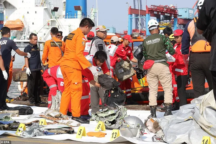 Hiện trường tai nạn máy bay thảm khốc chở 189 người của hãng hàng không Indonesia - Ảnh 8. Hiện trường tai nạn máy bay thảm khốc chở 189 người của hãng hàng không Indonesia - Ảnh 8.