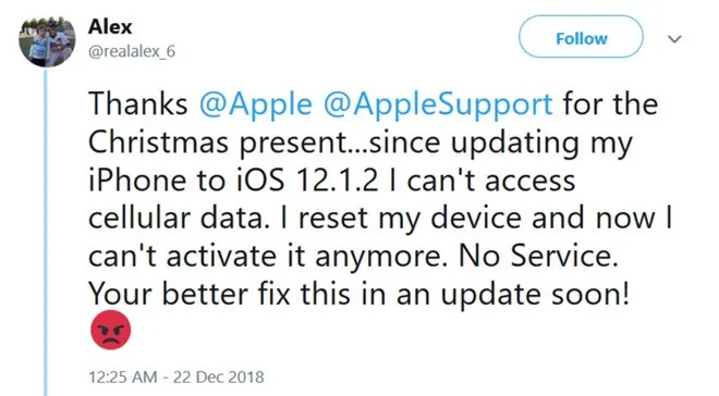 Bản cập nhật iOS 12.1.12 của Apple gây mất sóng và lỗi kết nối - Ảnh 1. Bản cập nhật iOS 12.1.12 của Apple gây mất sóng và lỗi kết nối - Ảnh 1.